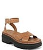Color:Toffee Brown - Image 1 - Darry Leather Ankle Strap Banded Lightweight Platform Sandals