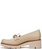 Color:Tan White - Image 5 - Desi Leather Chain Detail Lightweight Platform Lug Sole Loafers