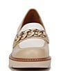 Color:Tan White - Image 6 - Desi Leather Chain Detail Lightweight Platform Lug Sole Loafers