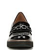 Color:Black - Image 6 - Diedre Patent Leather Chain Detail Platform Lug Sole Loafers