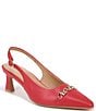 Color:Red - Image 1 - Dovey Leather Chain Strap Slingback Pumps
