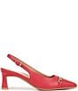 Color:Red - Image 2 - Dovey Leather Chain Strap Slingback Pumps