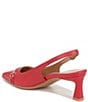 Color:Red - Image 4 - Dovey Leather Chain Strap Slingback Pumps