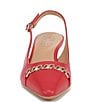 Color:Red - Image 6 - Dovey Leather Chain Strap Slingback Pumps