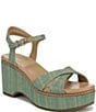 Naturalizer Dovie Raffia Ankle Wrap Sandal Platform Wedges - Image 1