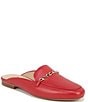 Color:Crimson Red - Image 1 - Emiline Leather Chain Detail Slip-On Mule Loafers