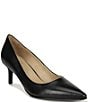 Color:Black Leather - Image 1 - Everly Leather Kitten Heel Pumps