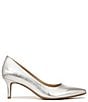 Color:Silver - Image 2 - Everly Metallic Leather Kitten Heel Pumps