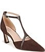 Naturalizer Ezlyn Suede Pointed Toe T-Strap Dress Pumps - Image 1