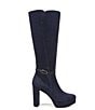 Color:French Navy - Image 2 - Fenna Suede Platform Knee High Dress Boots