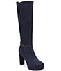 Color:French Navy - Image 1 - Fenna Suede Platform Knee High Dress Boots
