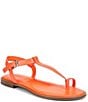 Color:Orange Pop - Image 1 - Fifi Leather Toe Loop Flat Thong Sandals