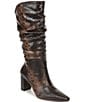Naturalizer Fletcher Slouch Snake Print Leather Mid Calf Dress Boots - Image 1