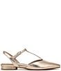 Naturalizer Harlie Metallic Leather Pointed Toe T-Strap Dress Flats - Image 2