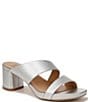 Color:Metallic Silver - Image 1 - Inez Block Heel Slide Dress Sandals