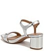 Color:Silver Metallic - Image 4 - Izzy Leather Ankle Strap Block Heel Sandals