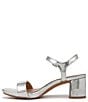 Color:Silver Metallic - Image 5 - Izzy Leather Ankle Strap Block Heel Sandals