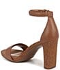 Color:English Tea - Image 4 - Joy Ankle Strap Leather Square Toe Cork Block Heel Dress Sandals