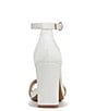 Color:Pearl White Satin - Image 3 - Joy Ankle Strap Satin Square Toe Block Heel Dress Sandals