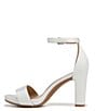 Color:Pearl White Satin - Image 5 - Joy Ankle Strap Satin Square Toe Block Heel Dress Sandals