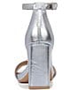Color:Light Blue Metallic - Image 3 - Joy Ankle Strap Leather Square Toe Block Heel Dress Sandals