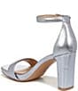Color:Light Blue Metallic - Image 4 - Joy Ankle Strap Leather Square Toe Block Heel Dress Sandals