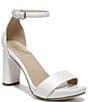 Color:White - Image 1 - Joy Ankle Strap Leather Square Toe Block Heel Dress Sandals