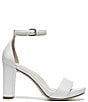 Color:White - Image 2 - Joy Ankle Strap Leather Square Toe Block Heel Dress Sandals