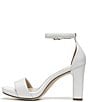Color:White - Image 5 - Joy Ankle Strap Leather Square Toe Block Heel Dress Sandals