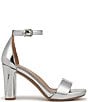 Color:Silver - Image 2 - Joy Metallic Block Heel Ankle Strap Dress Sandals
