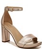 Color:Light Bronze - Image 1 - Joy Metallic Leather Square Toe Block Heel Dress Sandals