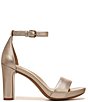 Color:Light Bronze - Image 2 - Joy Metallic Leather Square Toe Block Heel Dress Sandals