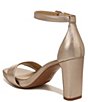 Color:Light Bronze - Image 4 - Joy Metallic Leather Square Toe Block Heel Dress Sandals