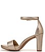 Color:Light Bronze - Image 5 - Joy Metallic Leather Square Toe Block Heel Dress Sandals