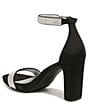Color:Black - Image 4 - Joy-Sparkle Ankle Strap Satin Embellished Block Heel Dress Sandals