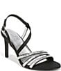 Color:Black - Image 1 - Kimberly Strappy Satin Rhinestone Embellished Dress Sandals