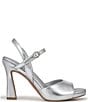Color:Silver - Image 2 - Lala Leather Ankle Strap Sandals