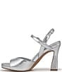 Color:Silver - Image 5 - Lala Leather Ankle Strap Sandals