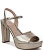 Naturalizer Marigold Metallic Leather Ankle Strap Platform Block Heel Sandals - Image 1