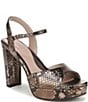 Naturalizer Marigold Metallic Snake Print Leather Ankle Strap Platform Block Heel Sandals - Image 1