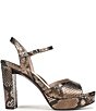 Naturalizer Marigold Metallic Snake Print Leather Ankle Strap Platform Block Heel Sandals - Image 2