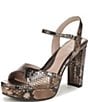 Naturalizer Marigold Metallic Snake Print Leather Ankle Strap Platform Block Heel Sandals - Image 6