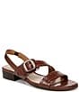 Color:Cappuccino - Image 1 - Meesha Croco Banded Buckle Detail Slingback Sandals