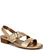 Color:Dark Gold - Image 1 - Meesha Leather Banded Buckle Detail Slingback Sandals