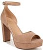 Color:Taupe - Image 1 - Melina Suede Ankle Strap Platform Sandals
