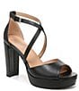 Color:Black - Image 1 - Melody Leather Ankle Strap Platform Sandals