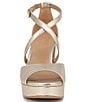 Color:Champagne - Image 6 - Melody Metallic Leather Ankle Strap Platform Dress Sandals