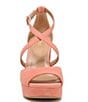Color:Coral - Image 6 - Melody Suede Ankle Strap Platform Sandals