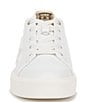 Color:White Dark Gold - Image 6 - Morrison Leather Logo Platform Sneakers