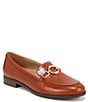 Color:Brown - Image 1 - Mya Leather Chain Bit Buckle Detail Loafers